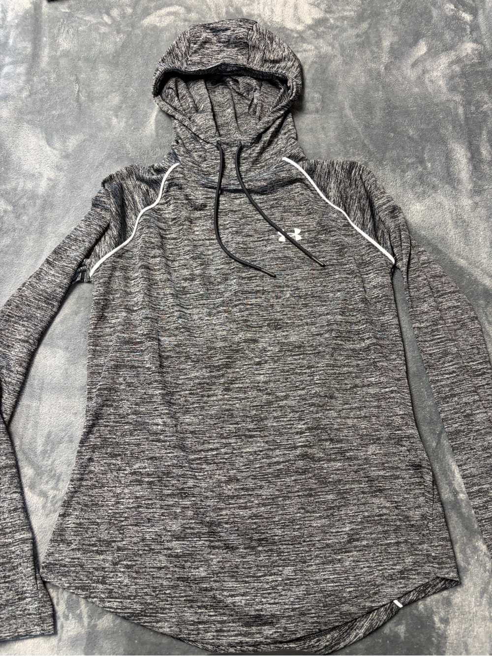 Under Armour Black and Gray Marled Hooded Pullover